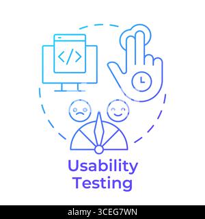 Usability testing blue gradient concept icon Stock Vector