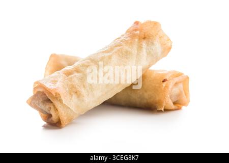 Fried spring rolls isolated on a white background. Stock Photo
