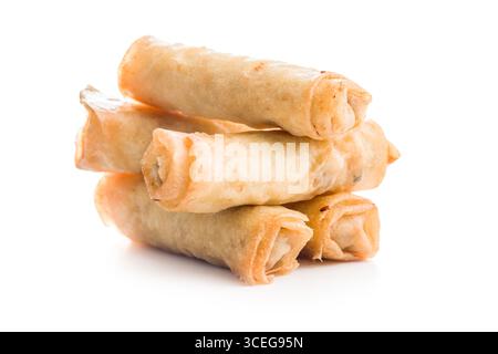 Fried spring rolls isolated on a white background. Stock Photo