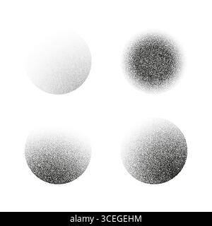 Abstract grainy circle made with gradient dotwork texture. Vector halftone sphere design element suitable for minimalistic backgrounds, modern pattern Stock Vector