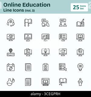 Online Education Line Icons (Vol. 3) Stock Vector