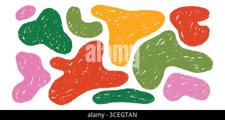 Irregular Shapes With Color Pencil Texture Stock Vector