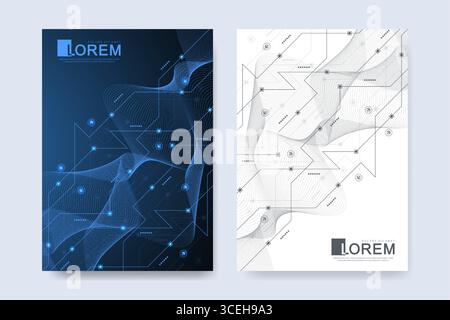 Abstract digital technology cover template design for a report and brochure, flyer, leaflets, poster, header, banner, website, presentation. Vector Stock Vector