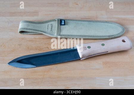 A Niwaki Japanese Hori Hori gardening knife / trowel. Stock Photo