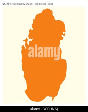 Qatar plain country map. High Details. Outline Regions style. Shape of ...