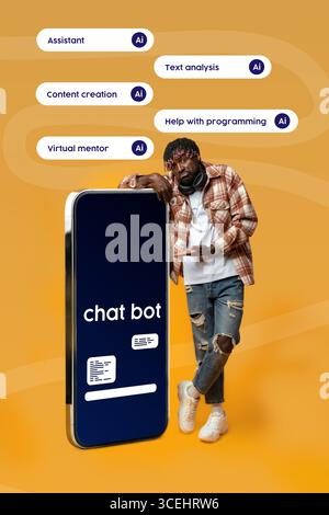 Engaging with AI technology for assistance in text analysis, content creation, and programming help Stock Photo