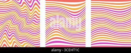 Groovy Distorted Stripes, Acid Vector Background, Abstract Geometric Texture Stock Vector