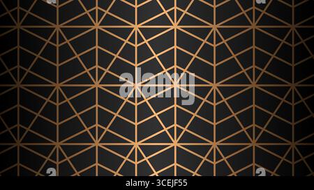 Seamless vector golden texture geometric trees pattern. Gold lines luxury repeating damask black background. Premium wrapping paper or silk gold cloth Stock Vector