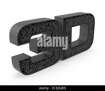 Printed mesh 3D text on transparent background. 3D illustration. Stock Photo