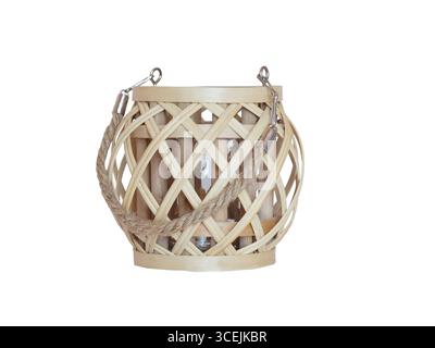 wicker table lamp isolated on white background Stock Photo