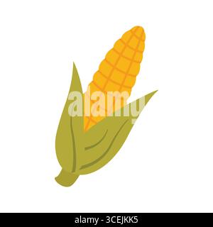 Ripe corn. Thanksgiving design. Isolated background. Vector flat illustration. Stock Vector