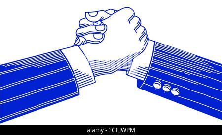 Handshake between two businessmen after negotiations or agreement. Deal concept, for finance company of bank, web. Stock Vector