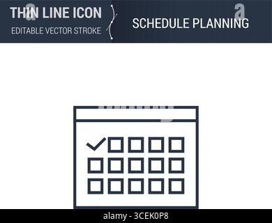 Schedule Planning Icon - Thin Line Business Symbol. Ideal for Web Design. Quality Outline Vector Concept. Premium, Simple, Elegant Logo. Stock Vector