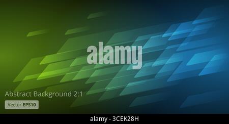 Green and blue abstract background featuring overlapping geometric shapes, creating a sense of movement, dynamism, and modern design, suitable for var Stock Vector
