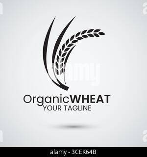 black organic wheat logo icon vector illustration Stock Vector