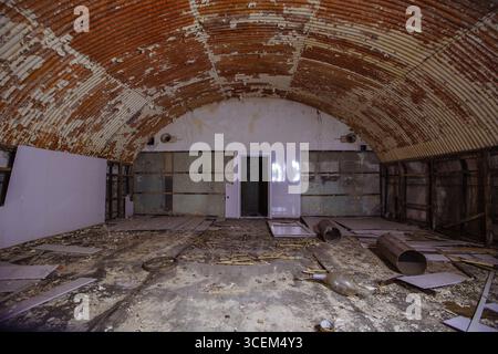 Old vaulted Soviet bunker, echo of Cold War. Stock Photo