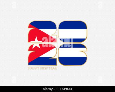 Abstract numbers 2026 with flag of Cuba. Vector illustration. Stock Vector
