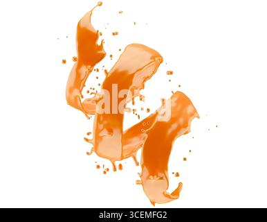 caramel splash isolated on white background. 3d render. Stock Photo