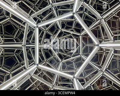 Neon Optical Pattern of Pentagons Stock Photo