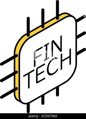 Fintech icon representing finance and technology with modern digital illustration, Vector Illustration Stock Vector
