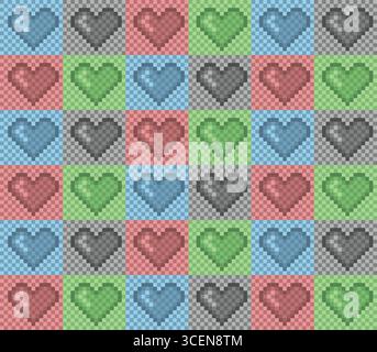 The seamless color background with hearts. Stock Vector