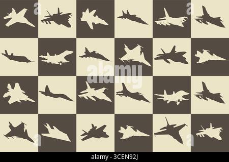 The seamless background with military aircraft. Stock Vector