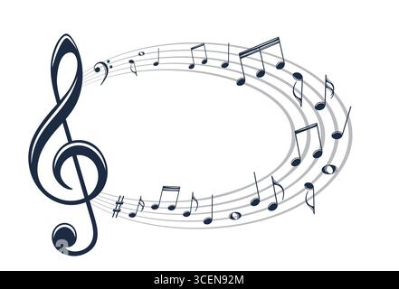 Frame with stylized musical notes. Stock Vector