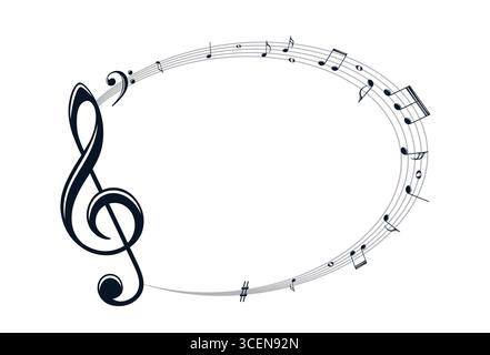Frame with stylized musical notes. Stock Vector