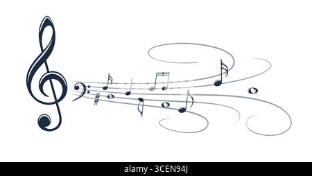 Symbol with stylized musical notes. Stock Vector