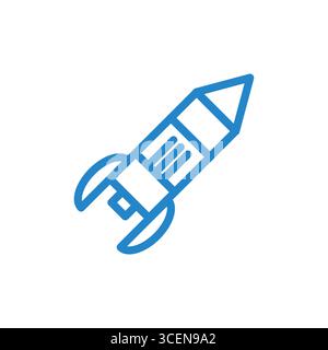 Vector Line Rocket Icon in blue on white background Stock Vector