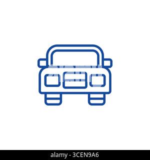 Simple Vector Line Car Icon in blue on white background Stock Vector