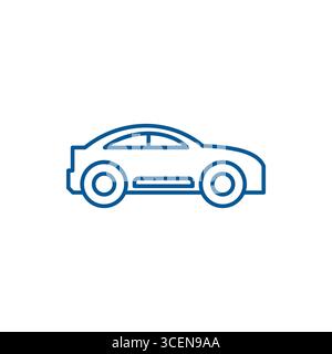 Vector Line Car Icon in blue on white background Stock Vector