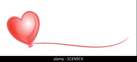 The pink heart balloon symbol with ribbon. Stock Vector