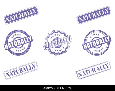 A Collection of NATURALLY Rubber Stamps and Seals Stock Vector