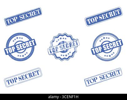 A Collection of TOP SECRET Rubber Stamps and Seals Stock Vector