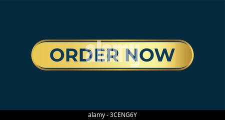 Order Now Golden Button Vector illustration Stock Vector
