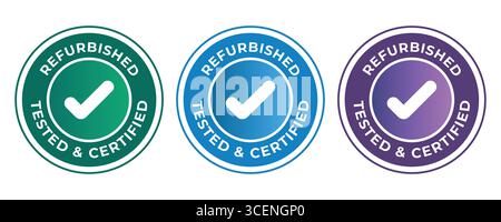 Refurbished Tested and Certified Product Badge Vector Illustration Stock Vector