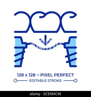 Tooth replacement pixel perfect line color icon Stock Vector