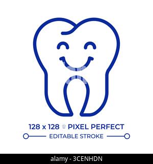 Healthy tooth pixel perfect line color icon Stock Vector