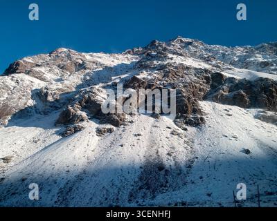 A scenic view of the snowy Andes mountain range. Stock Photo