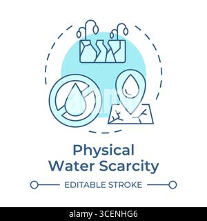 Physical water scarcity soft blue concept icon Stock Vector