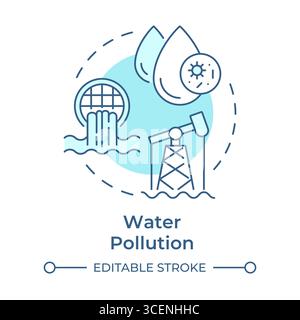 Water pollution soft blue concept icon Stock Vector