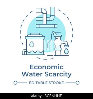 Economic water scarcity soft blue concept icon Stock Vector