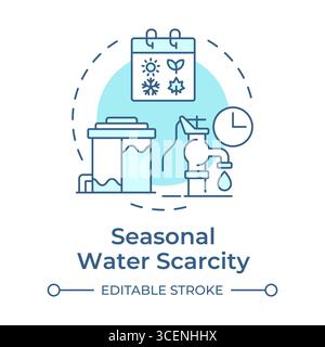 Seasonal water scarcity soft blue concept icon Stock Vector
