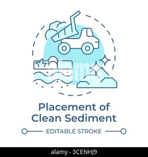 Placement of clean sediment soft blue concept icon Stock Vector