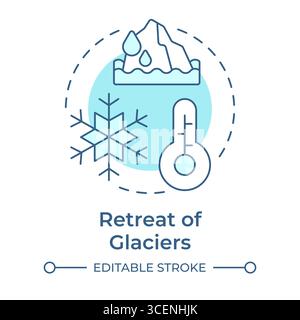 Retreat of glaciers soft blue concept icon Stock Vector