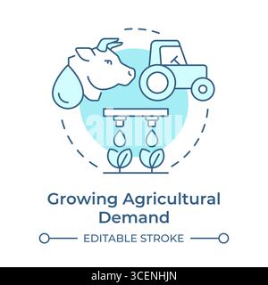 Growing agricultural demand soft blue concept icon Stock Vector