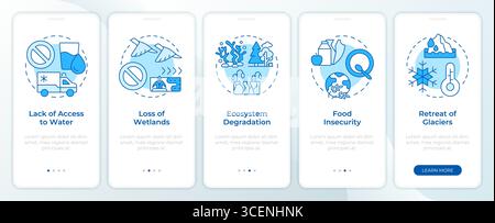 Impact of water crisis blue onboarding mobile app screen Stock Vector