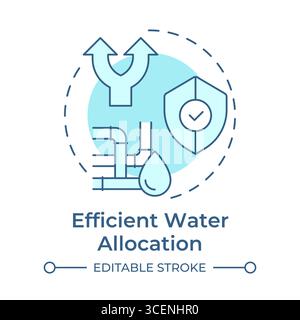 Efficient water allocation soft blue concept icon Stock Vector
