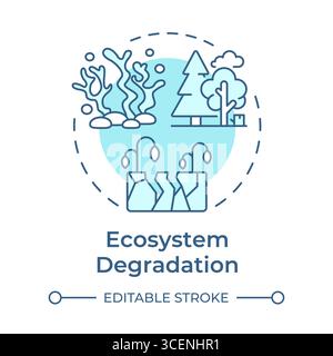 Ecosystem degradation soft blue concept icon Stock Vector